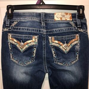 Vintage 90s Y2K Miss Me Chloe Women’s Embellished Bootcut Denim Jeans sz 28